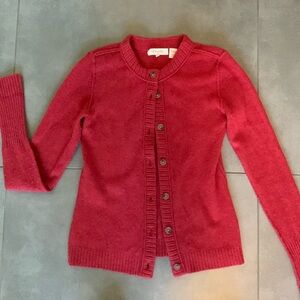 Inhabit Red Cashmere Cardigan Sweater